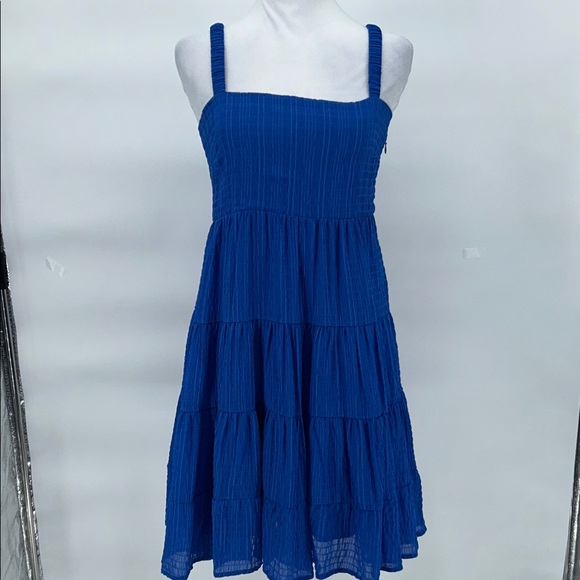 Dear John Blue Tiered Smocked Sundress Sleeveless Summer Dress Size XS - Picture 4 of 13